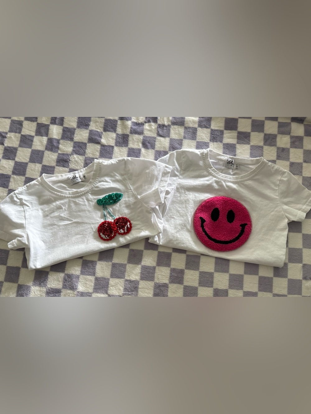 Lola + the Boys: Girls' White Tee Set with Red Cherry & Pink Smiley Bundle 💖✨